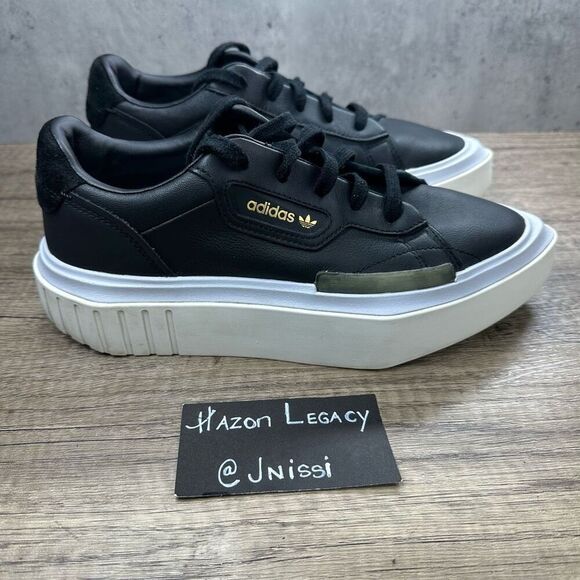 Adidas~Women’s~HyperSleek Black Leather Platform Pointed Toe Sneakers~Size 8 - Picture 2 of 8